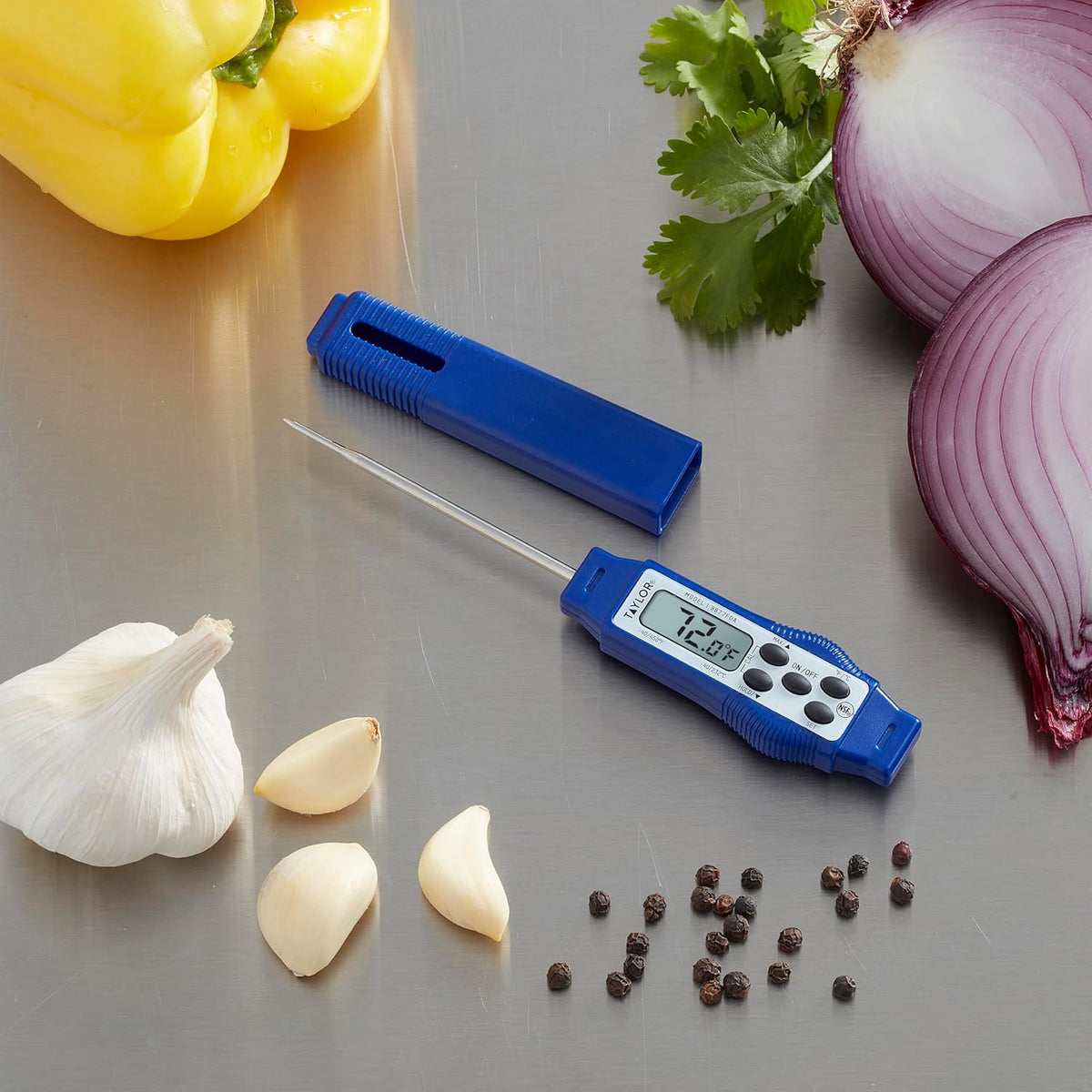 – Compact Instant-Read Pen Style Digital Kitchen Meat Thermometer - Waterproof Grey - Gray (Blue)