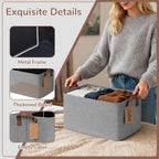 4 Pack Fabric Storage Bins for Shelves, Metal Frame, 20L Gray