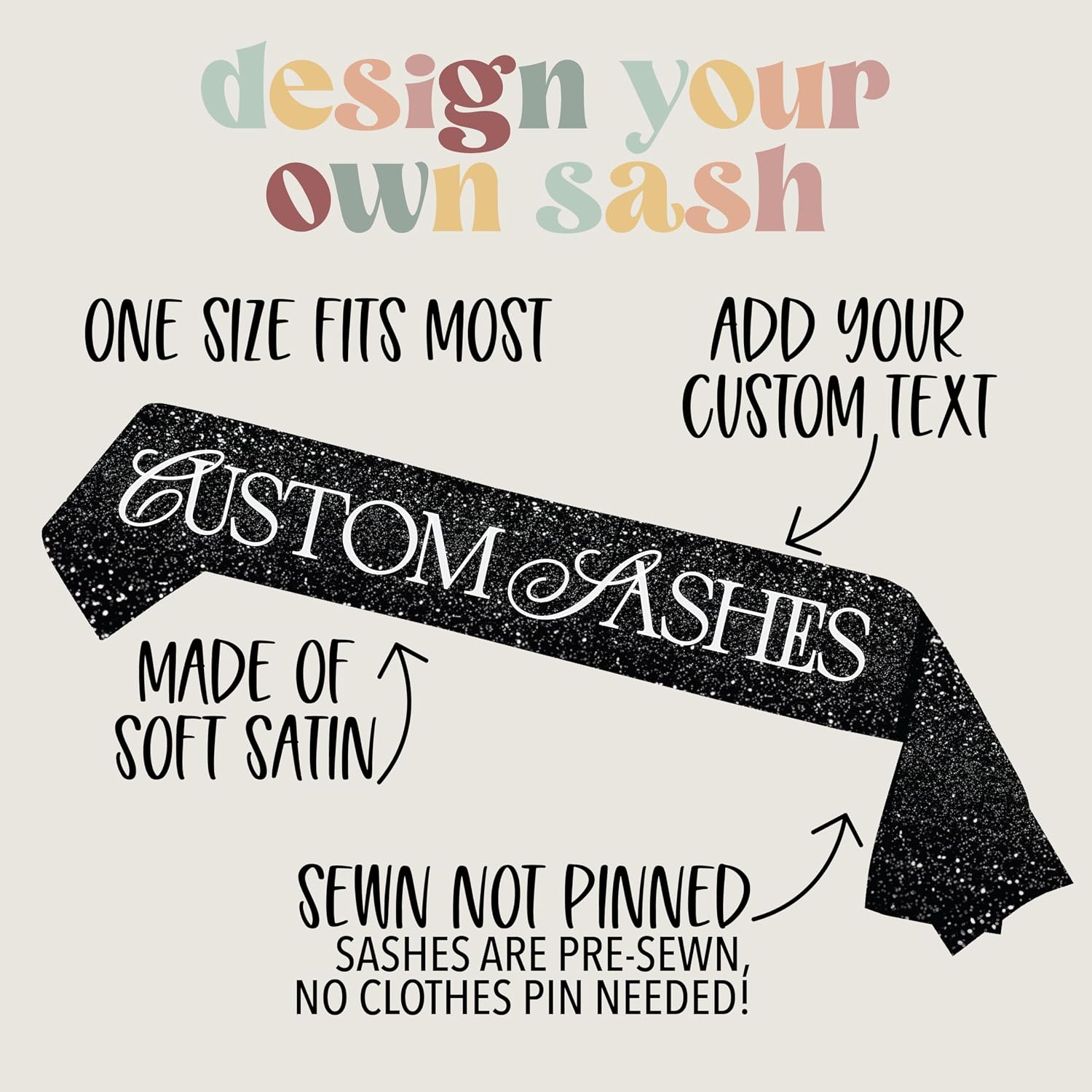 Custom Text Satin Sash | Custom Quote Sash Custom Sash Personalized Sash Birthday Sash Bachelorette Sash Bride to Be
