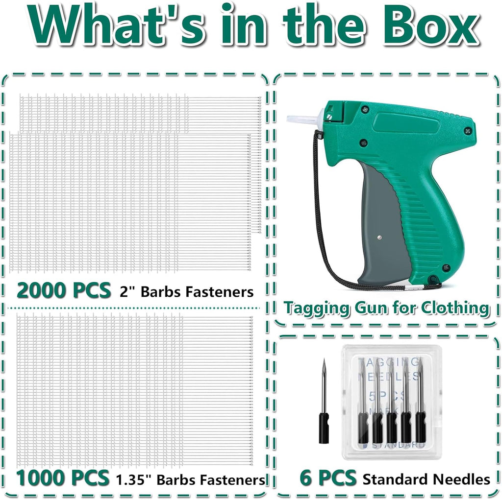 Tagging Gun for Clothing, Price Tag Gun for Clothes Labeler with Case, Standard Price Tagger Retail Garment Attacher