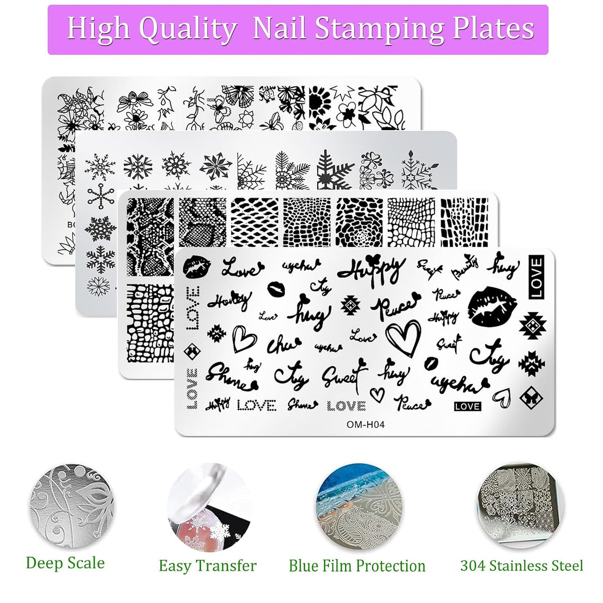 Nail Stamper Stamping Plate Kit, DIY Art Design Manicure Salon Home
