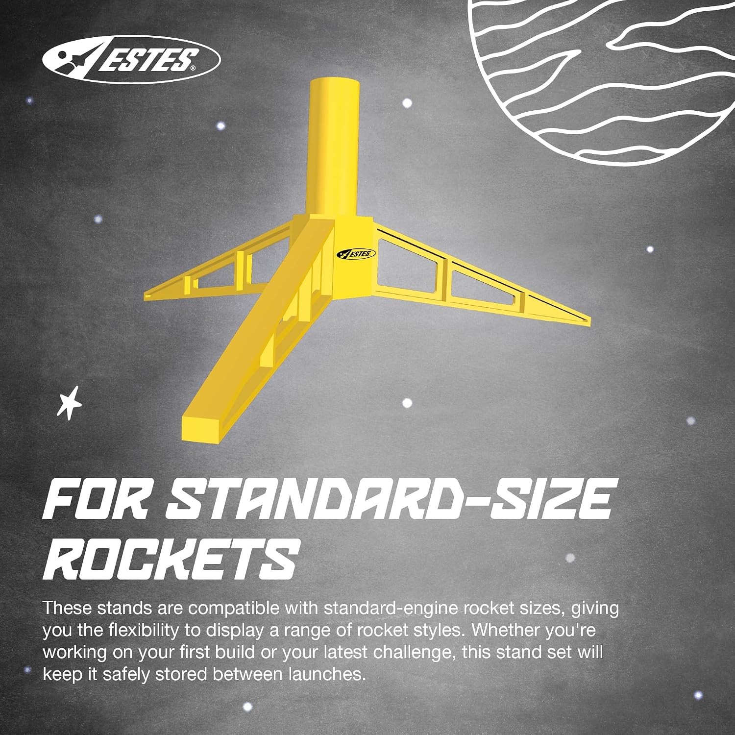 2291 Pack of 3 Model Rocket Display Stands, Flying-Rocket-Model Standard Holders, Rocket Model Kit Accessories for