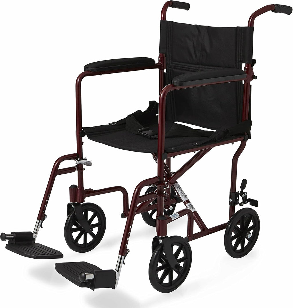 19" Ultra Lightweight Transport Bariatric Wheelchair Color: Red