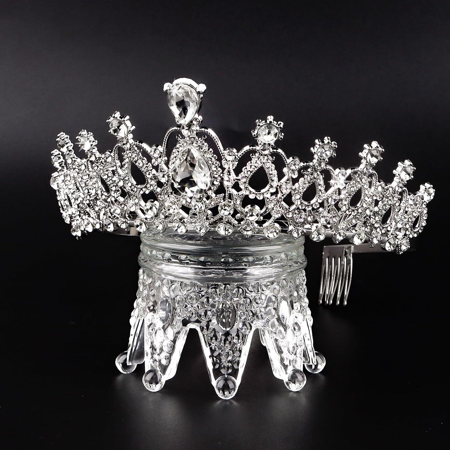 Prom Queen Sash and Tiara Set, Silver Crowns and White Sash - Graduation and Wedding Party Accessories