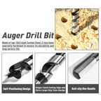 7/8 Inch x 12 Inch Long Ship Auger Drill Bit Set for Wood