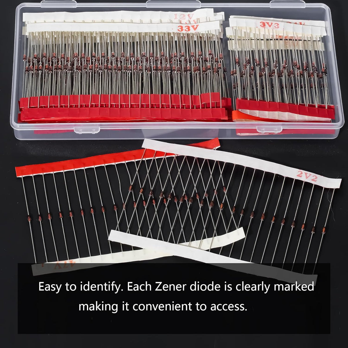 34Values 680PCS 1/2W Zener Diode Kit 2V to 47V 0.5W Diodes Assortment Set