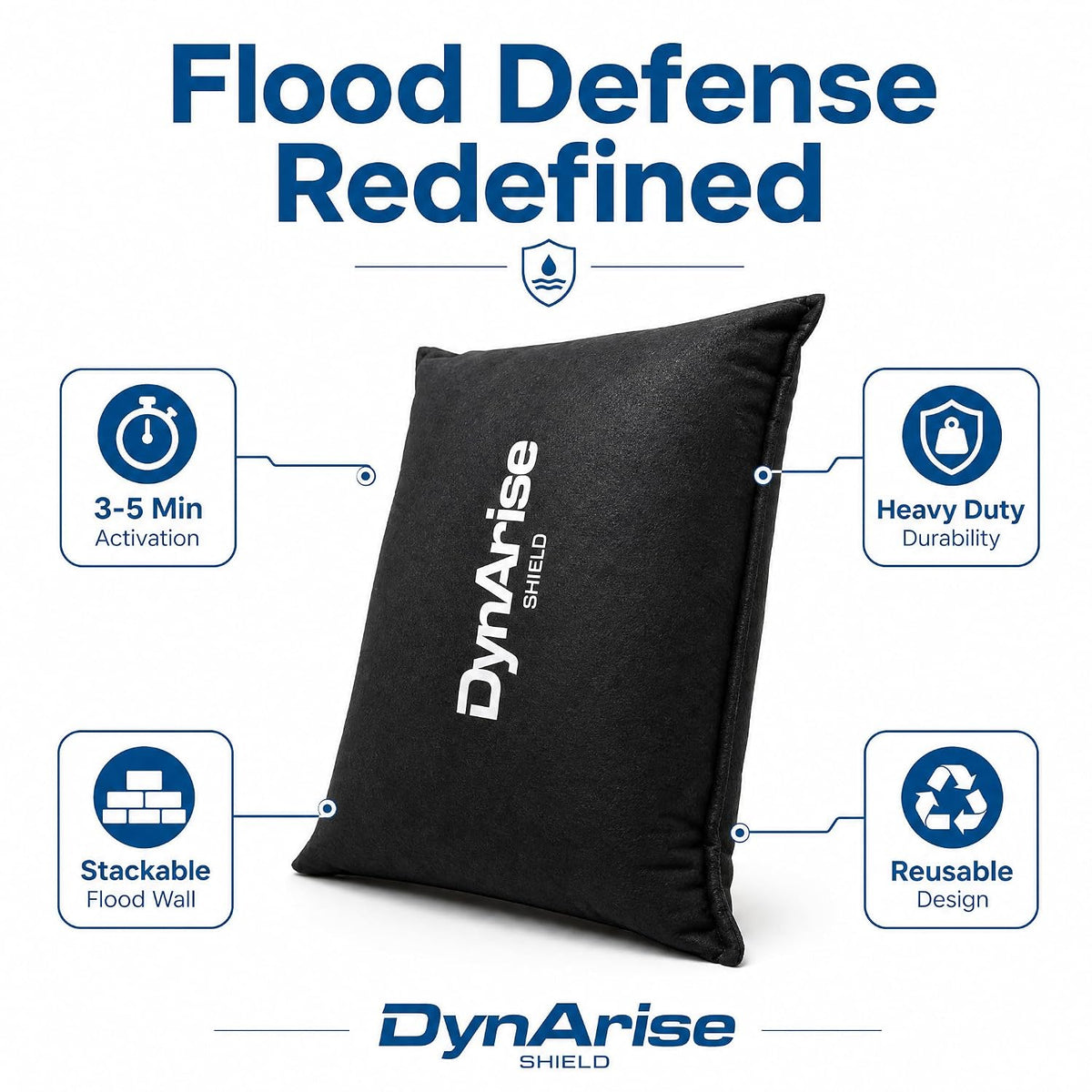 Water Activate Resuable Flood Barrier 4-Pack Kit | For Home Doors Water Barriers for Flooding 27.56 x 15 x 3.94