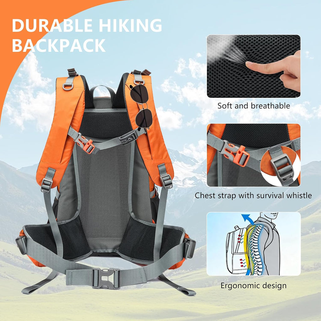 Backpacking Backpack Waterproof Hiking Backpack for Women Men | 28L Lightweight Travel Backpacks,Hiking Daypack for
