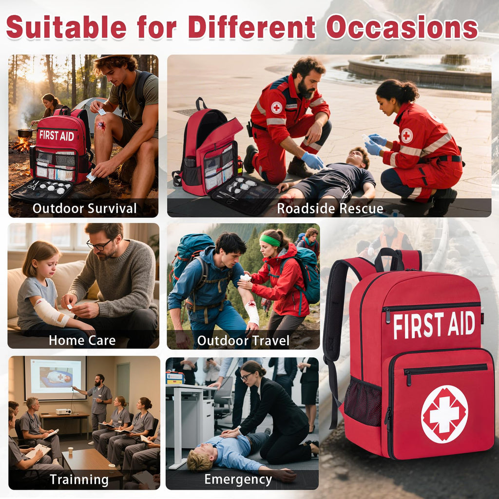 First Aid Kit Backpack Fully stocked, 400pcs Survival Gear