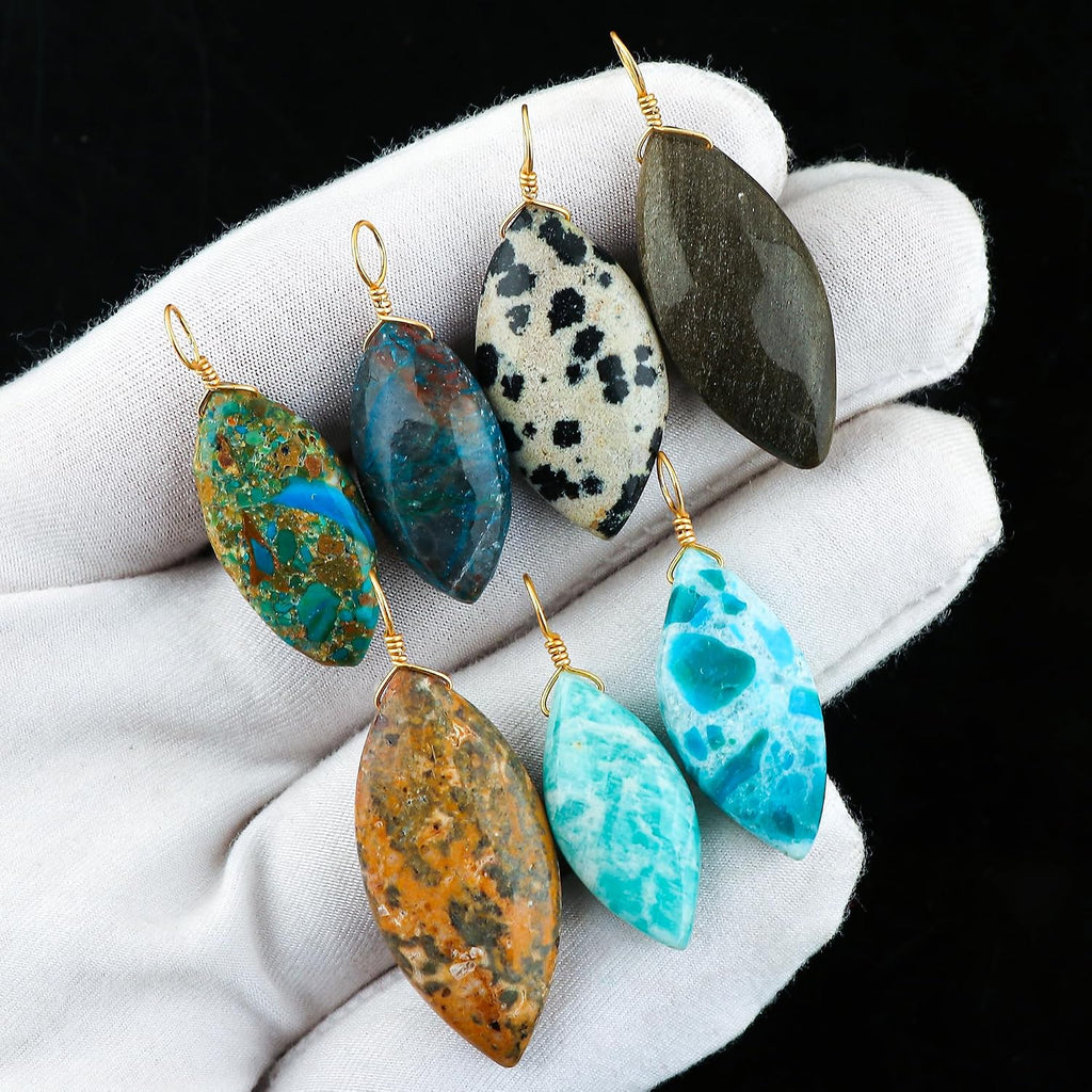 (Pack of 5) Wholesale Bulk Mix Gemstone Crystals Pendant Necklace, Jewelry for Women, Natural Cabochons, Gift