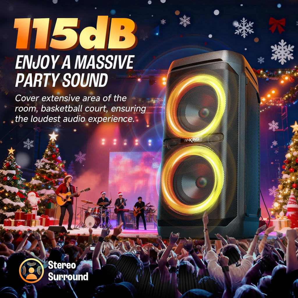 Portable Bluetooth Speaker 240W, Loud Boom Box with Deep Bass Subwoofers, IPX6 Waterproof Party Outdoor Speaker