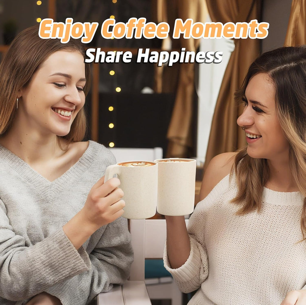 Coffee Mugs Set of 6, Wheat Straw Cups 16 oz, Resuable Plastic Coffee Cups With Handle, Unbreakable & Stackable