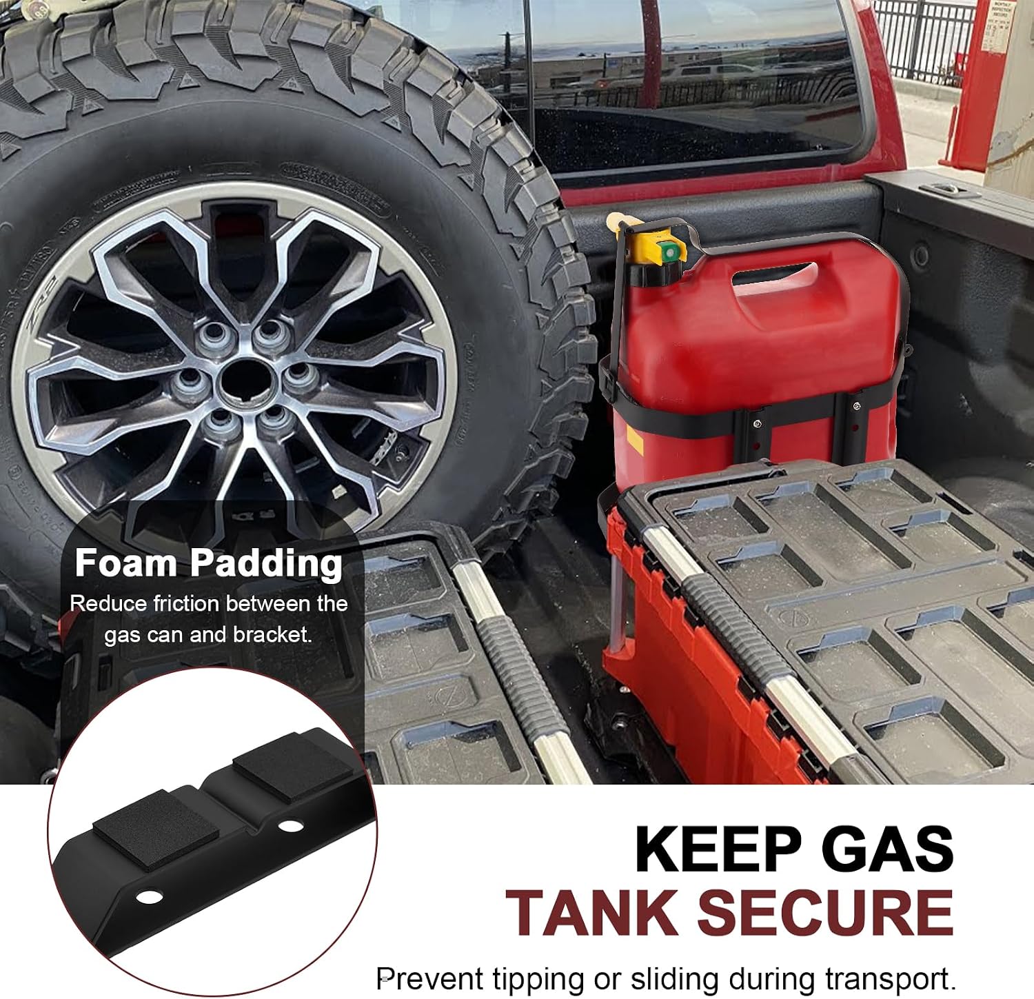 5 Gallon Gas Can Holder, Metal Steel Fuel Container Mount Bracket | Compatible with No-Spill Gas Can for Model 1450