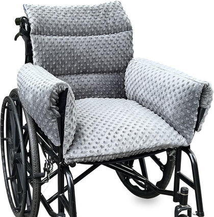 Wheelchair Seat Cushion - Thick Chair Pads with Full Armrest Covers - Back Pressure & Pain Relief, Non-Slip Tailbone