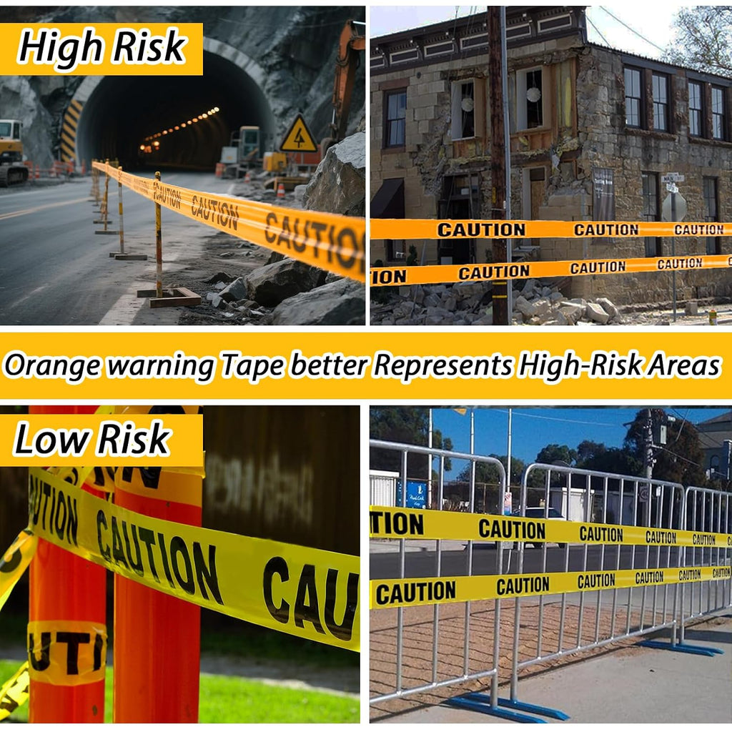 6 Rolls Premium Yellow Caution Tape, 3 Inch x 1000FT(Total 6000FT) Bright Hazard Tape with Bold Black Text for