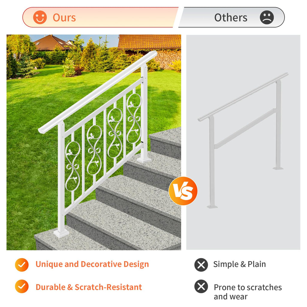 Unique Design 4 Step Hand Rails for Outdoor Steps, Adjustable