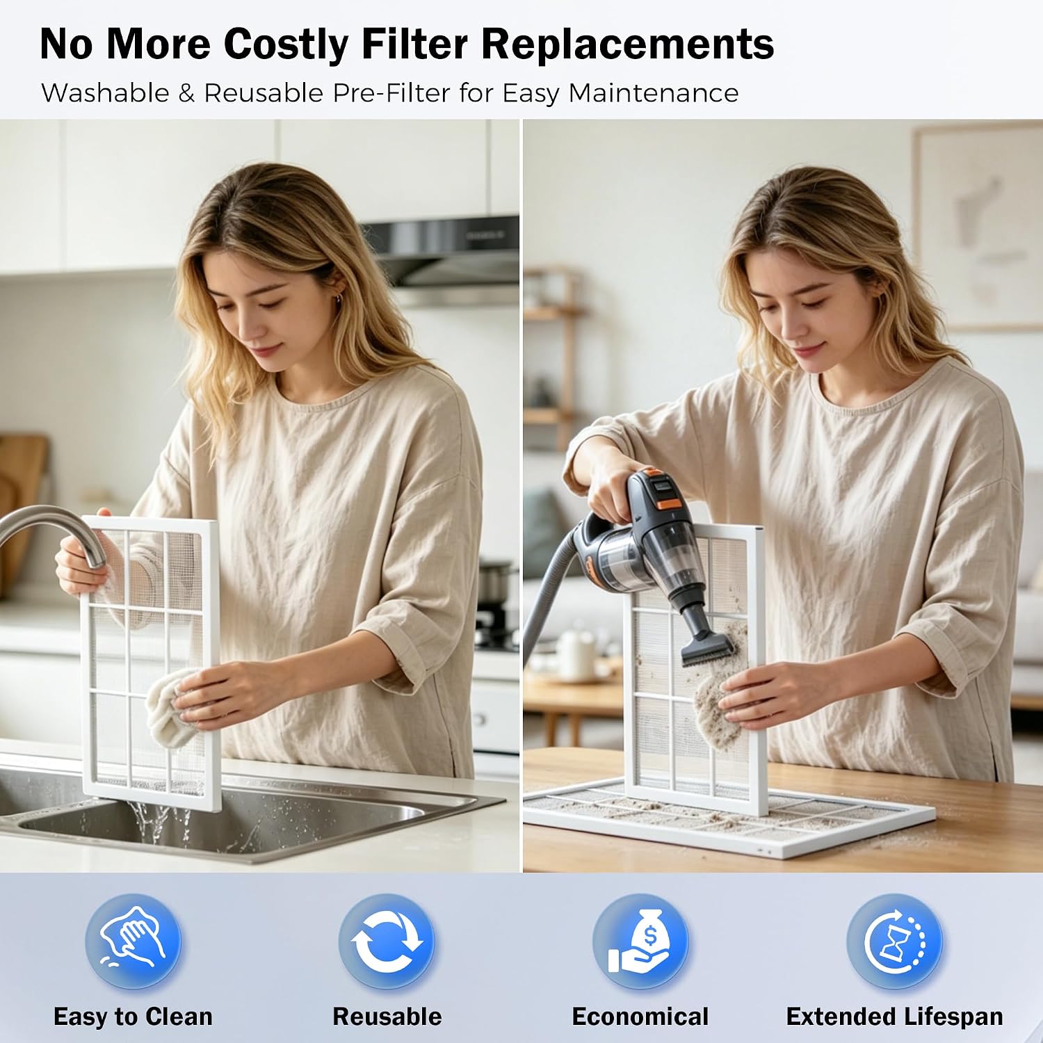 Air Purifiers for Home Bedroom Large Room Up to 3000 Ft², HEPA Air Cleaner with Washable Double-Side Filter, PM2.5