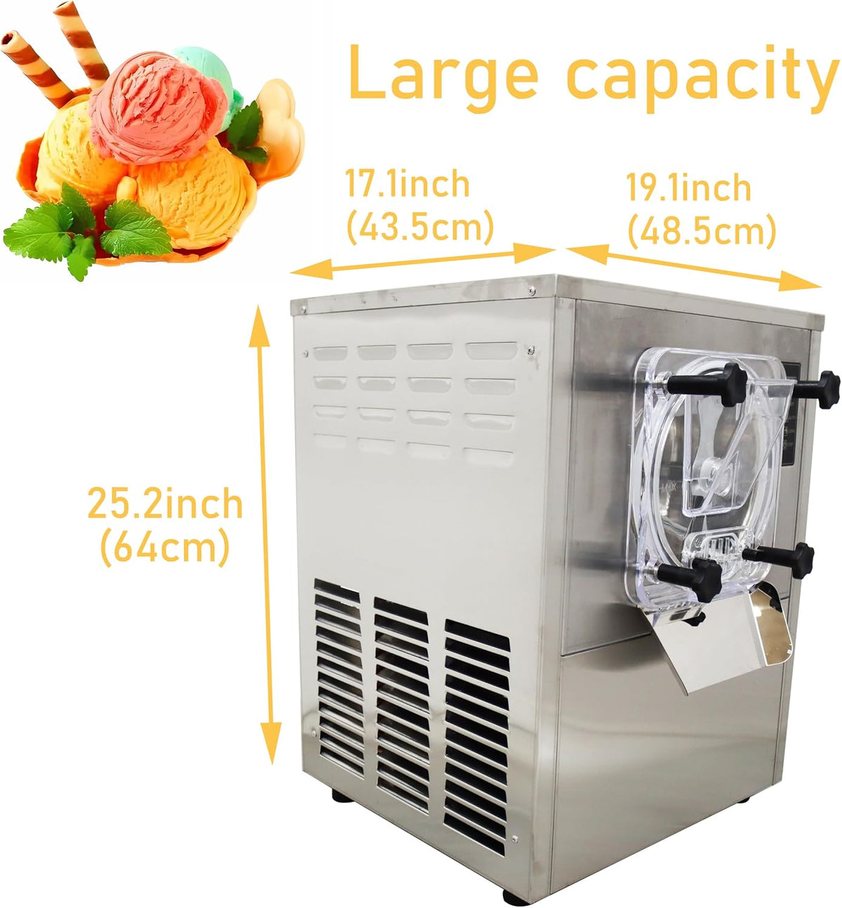 Desktop Hard Ice Cream Machine Commercial Fully Automatic High Yield