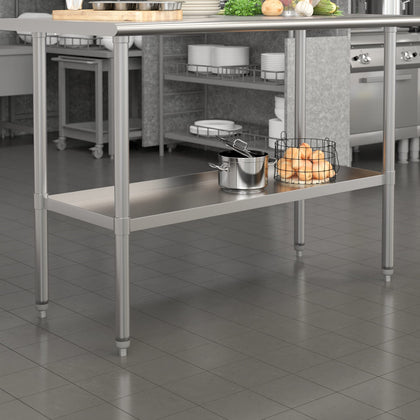 Galvanized Under Shelf for Prep and Work Tables - Adjustable Lower Shelf for 24" x 48" Stainless Steel Tables