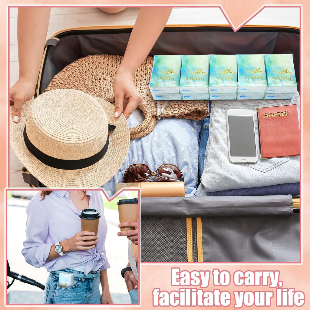 200 Packs Inspirational Pocket Tissue Travel Size Individual Facial Tissue Bulk Mini Pocket Paper 3 Ply for Family