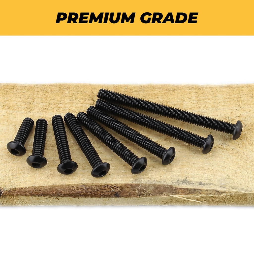 50pk #10-32 x 1-1/2" Black Button Head Hex Socket Cap Screws, 304SS + Key