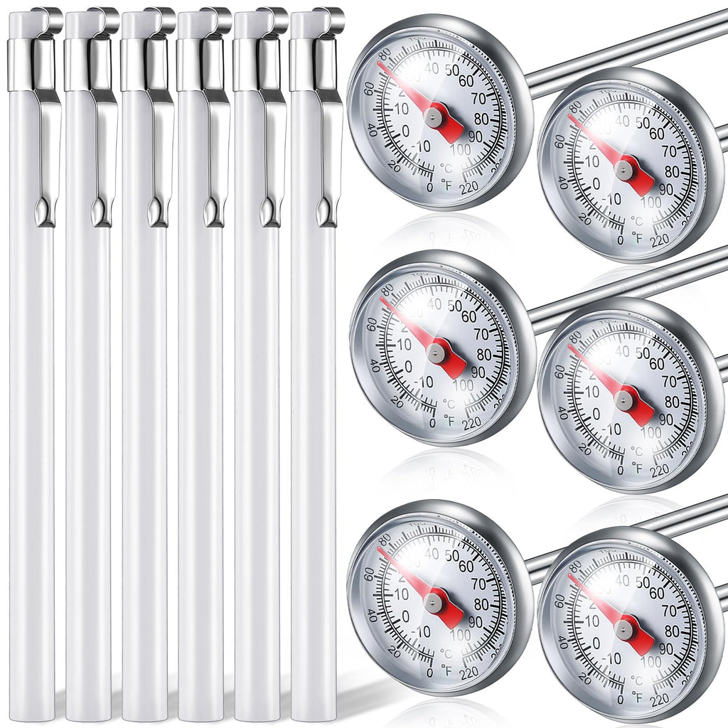 6 Pcs Stainless Steel Kitchen Dial Thermometer 5",White