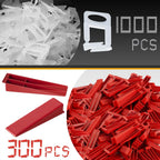 Tile Leveling System 1000-Piece Tile Leveling Spacer Clips and 300-Piece Reusable Wedges Tile Leveler Tool Set for