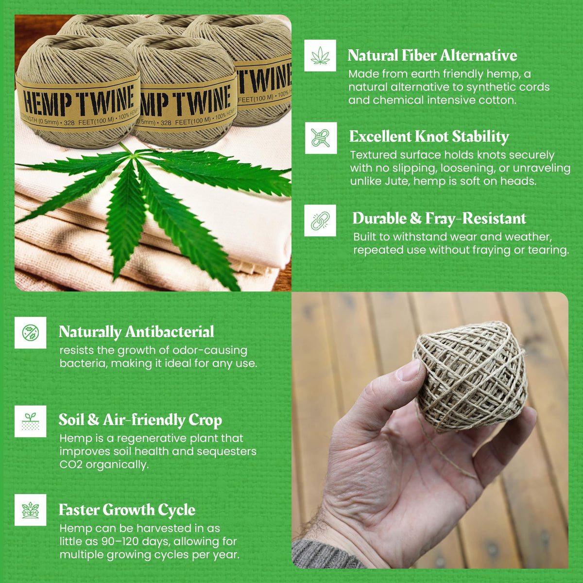 Natural Hemp Twine - Macrame, Jewelry, Garden + Craft - 0.5MM