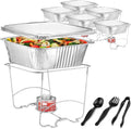 Complete Chafing Dish Buffet Set (39pc) Disposable Catering Supplies- Includes Serving Utensils, 6hr Fuel cans, 6