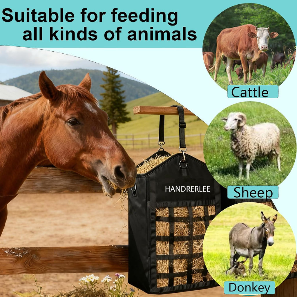 Hay Bags for Horses, 1PCS Slow Feed Hay Bags for Goats, Sheep, Donkey, Two-Sided Premium Oxford Hay Feed Bags and