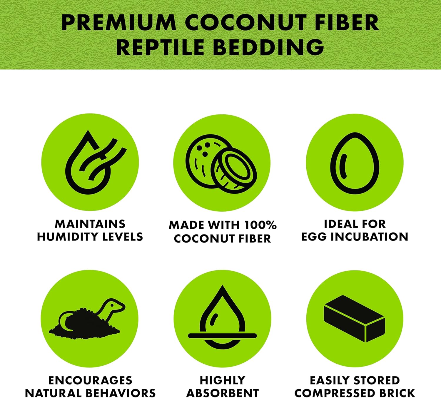 Coconut Husk, Organic Reptile Bedding, Coconut Fiber, One size, Brown | Terrarium substrate for humidity control