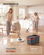 Spin Mop and Bucket Set, 6 Washable Microfiber Mop Heads, Wheels