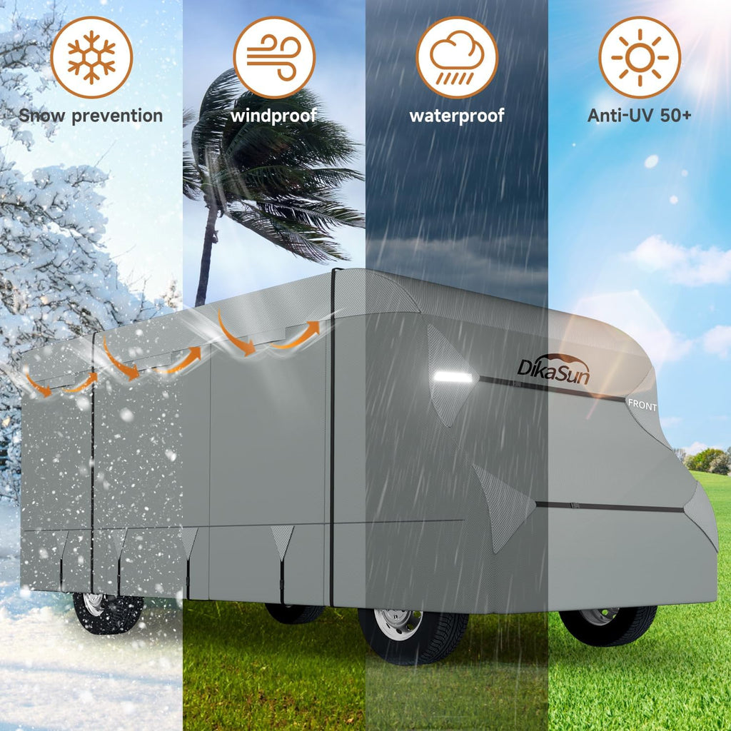 Class C RV Cover 23' ~ 26', 7 Layers Top Motorhome Cover, Heavy Duty Anti-UV Camper Cover Windproof Ripstop Class C