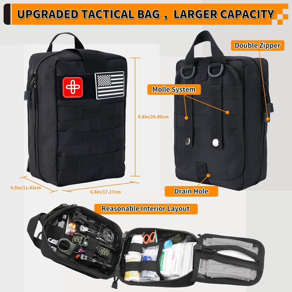 Survival Kit, Gifts for Men Women Teen Boys, 252 pcs Survival Gear and Equipment Mini First Aid Kit for Car Home