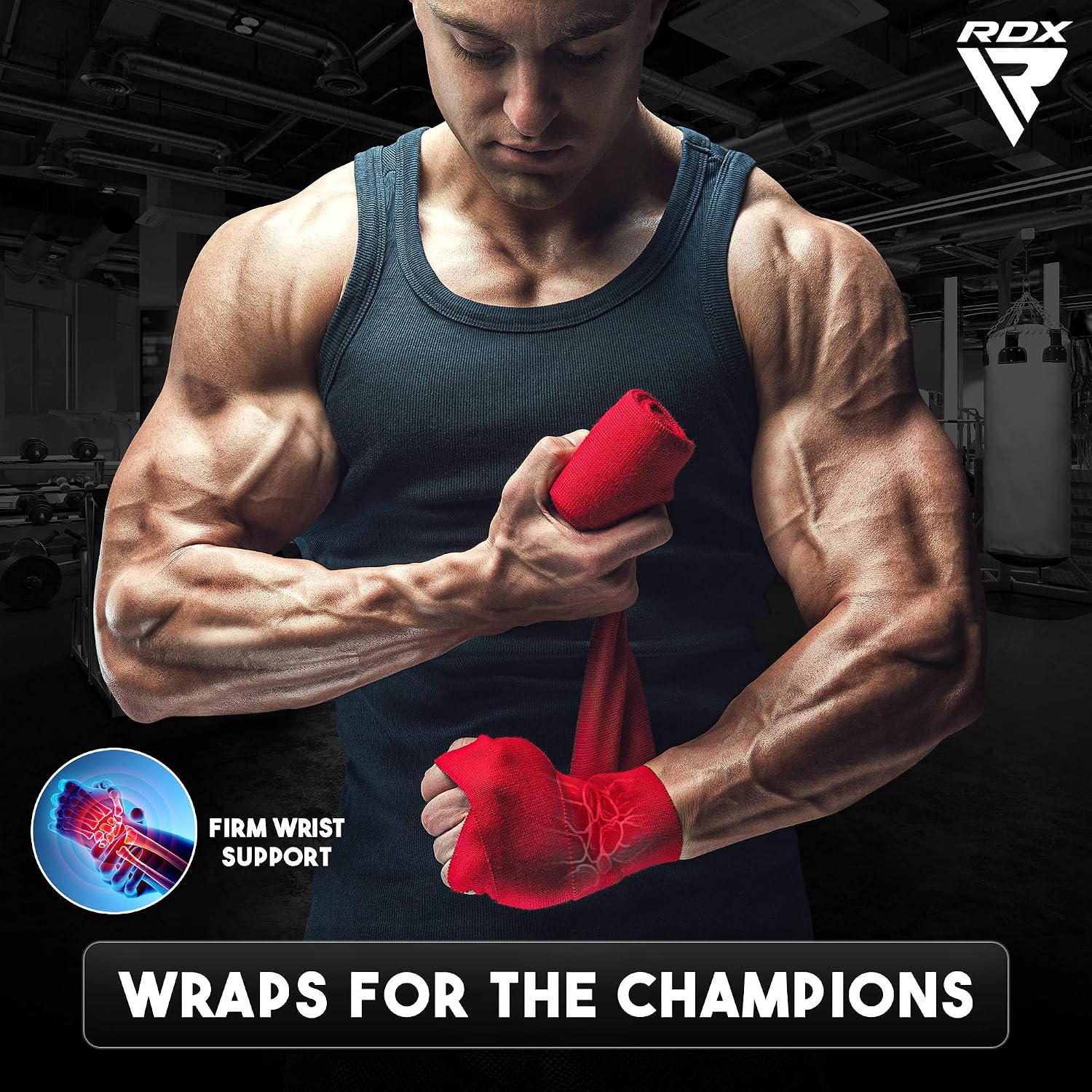 Boxing Hand Wraps 4.5M / 180 Inches – Mexican Style Semi-Elastic MMA Inner Gloves - Wrist Support for Muay Thai