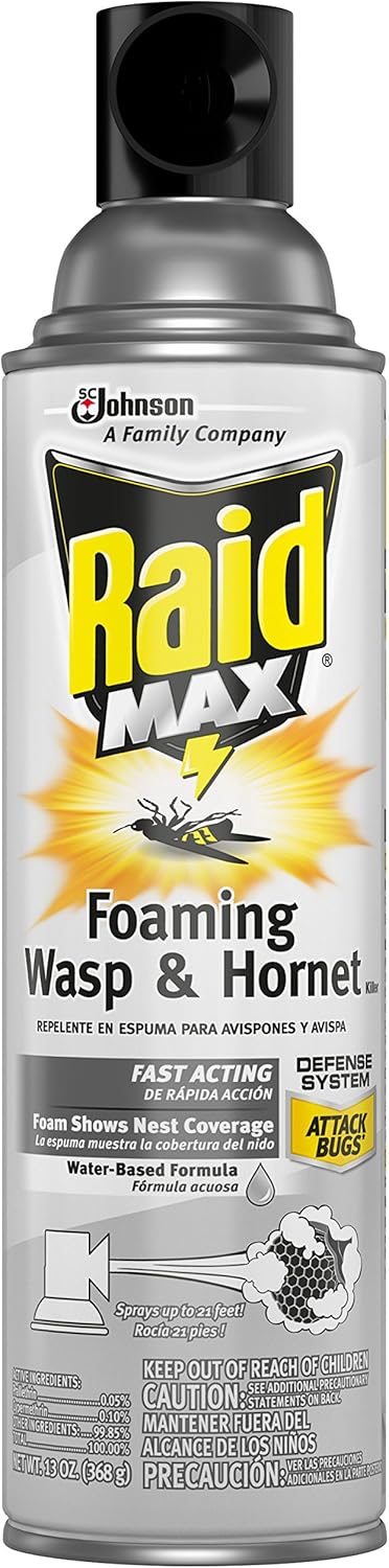 Wasp and Hornet Killer Spray, Kills the entire nest, Kills Paper Wasps, Yellow Jackets, Mud Daubers and more, 13 oz
