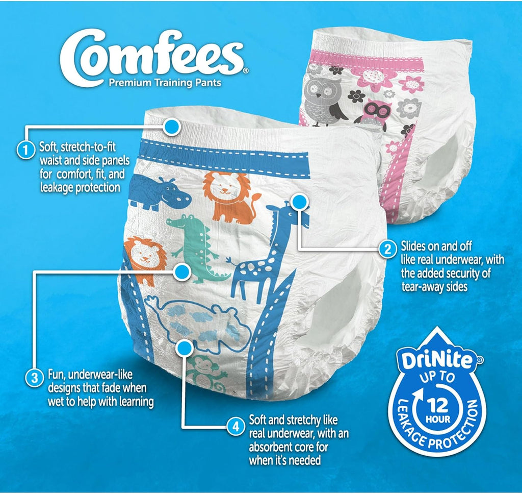 Girls Toddler Pull On Training Pants with Tear Away Seams, 156 ct