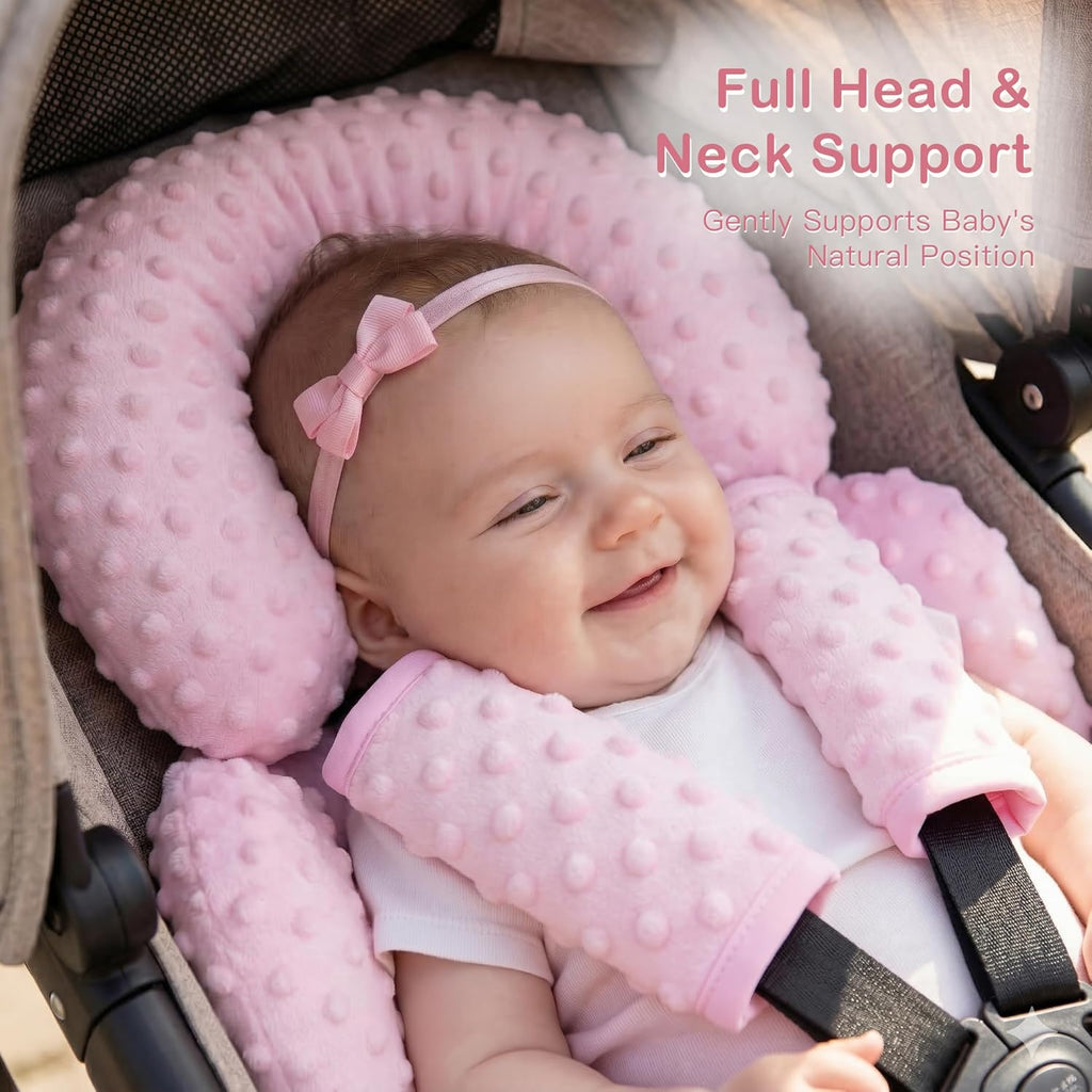 Infant Car Seat Head Neck Body Support, Ultra-Soft Minky and Microfiber Newborn Car Seat Insert, Perfect for Car