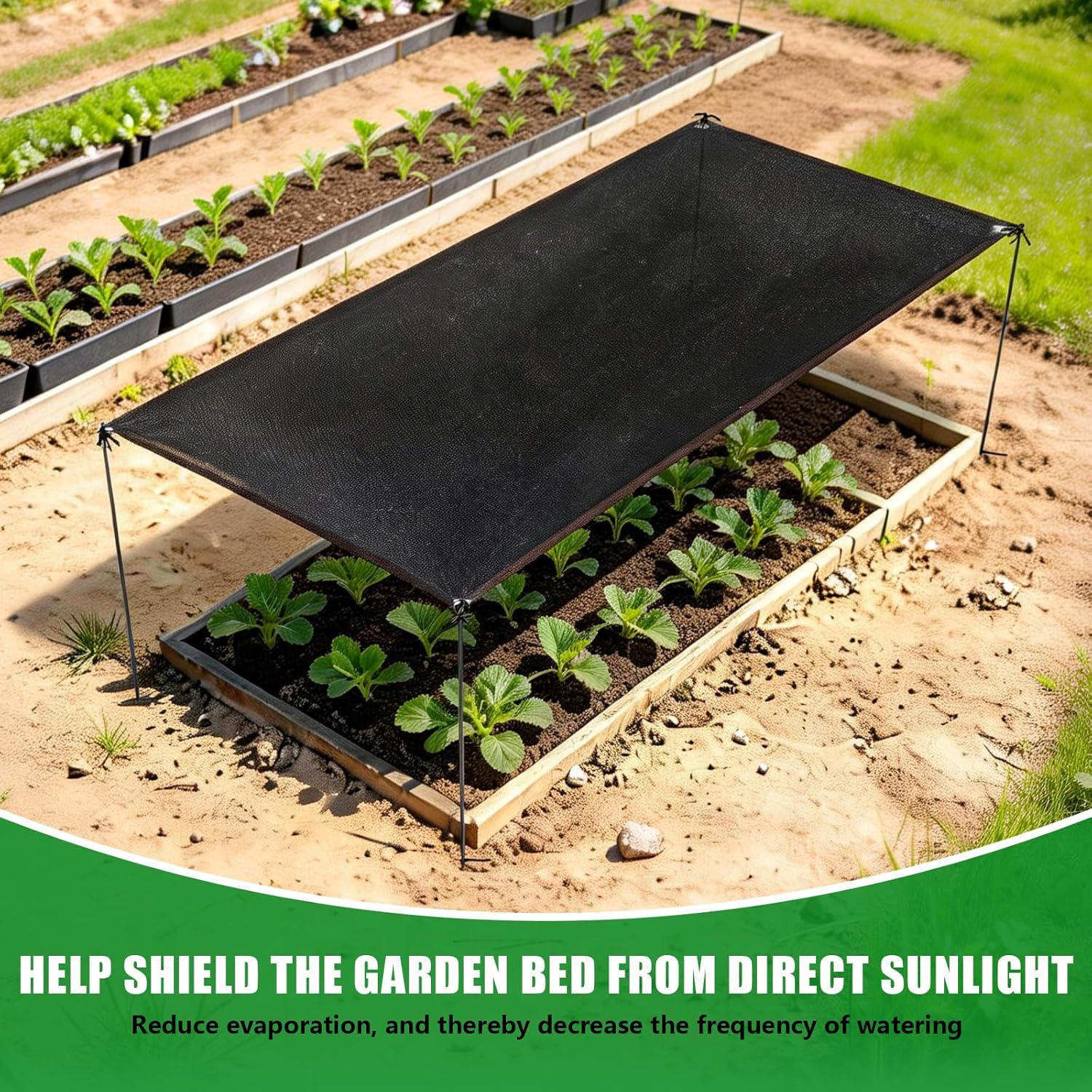70% Garden Shade Cloth Kit 86''x 43'' Shade Cover for Raised Garden Bed Sunblock Shade Cloth with 4 Stakes, Rope, and