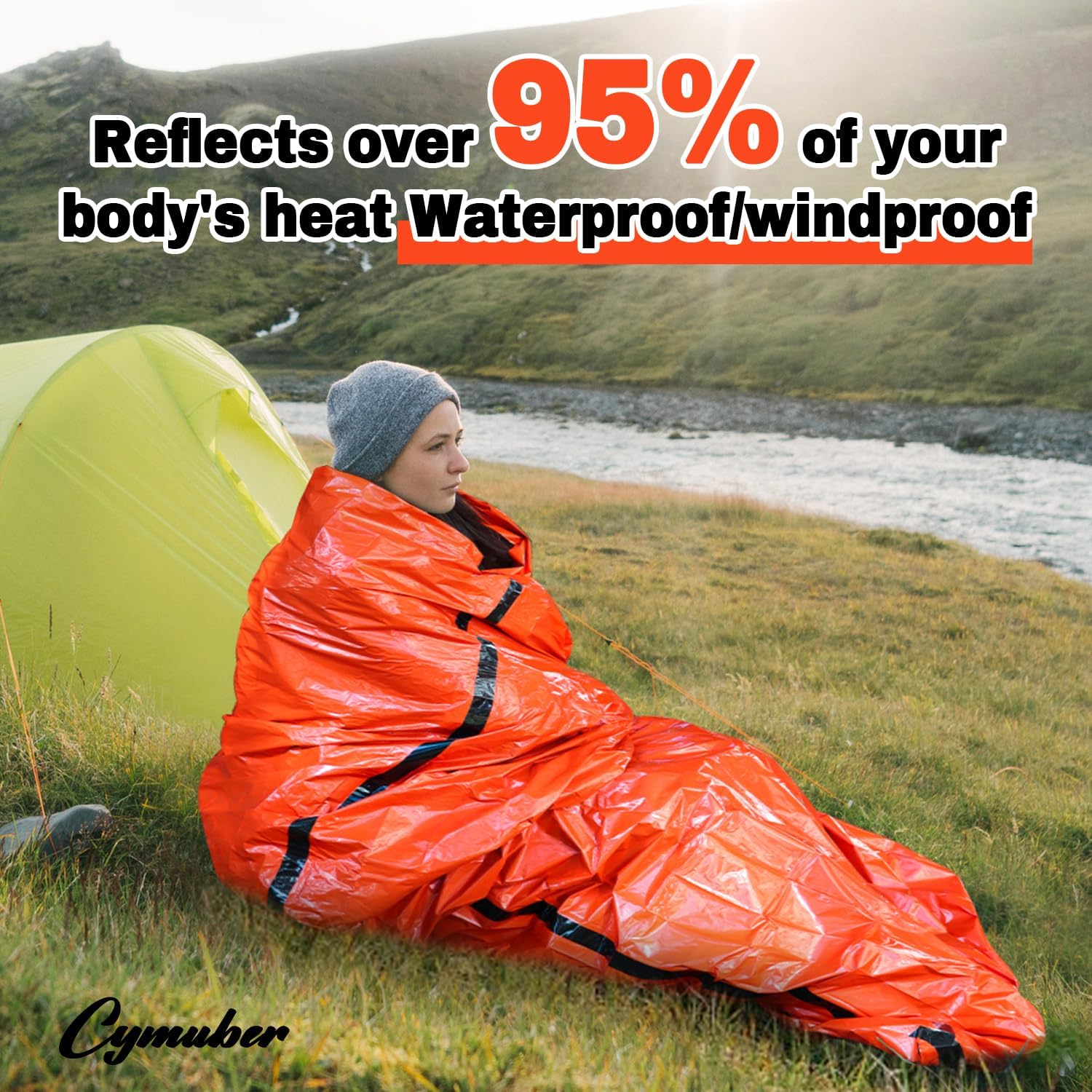 Emergency Sleeping Bag Survival Bag, Cymuber Portable Waterproof Thermal Bivy Sacks Tac Bivvy Bags,Camping Mylar