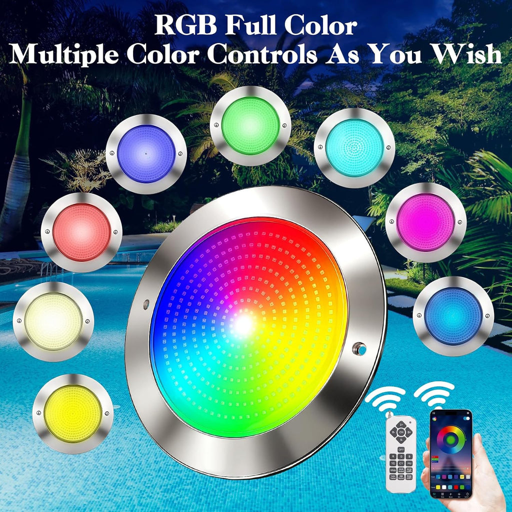 LED Pool Lights for Inground Pool with 3 Control Way (App/Remote/Manual Controller), 54W 10 Inch Color Changing