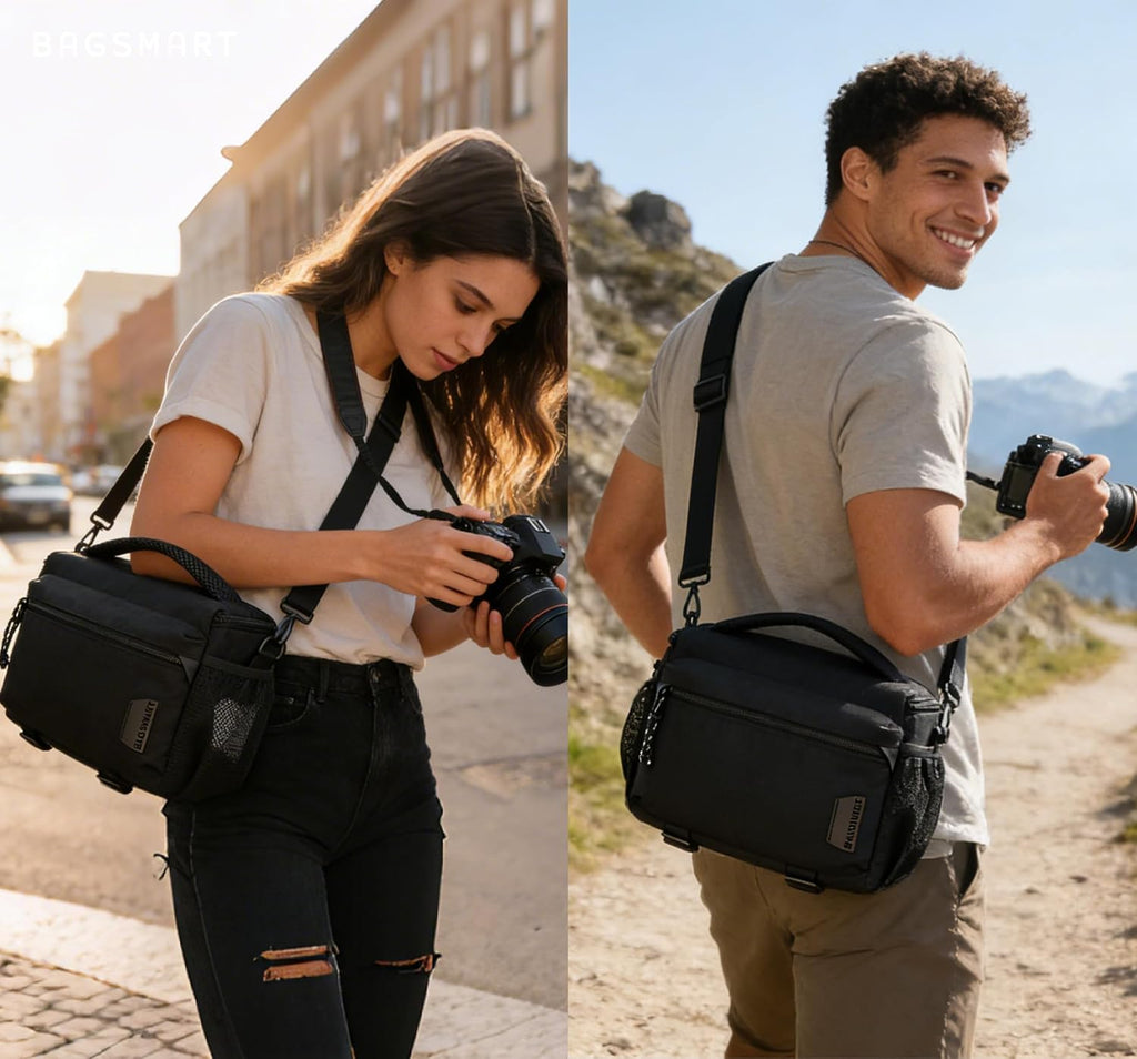 Camera Sling Bag with Tripod Holder & Rain Cover, Black | Small Camera Shoulder Bags for DSLR/SLR/Mirrorless Cameras
