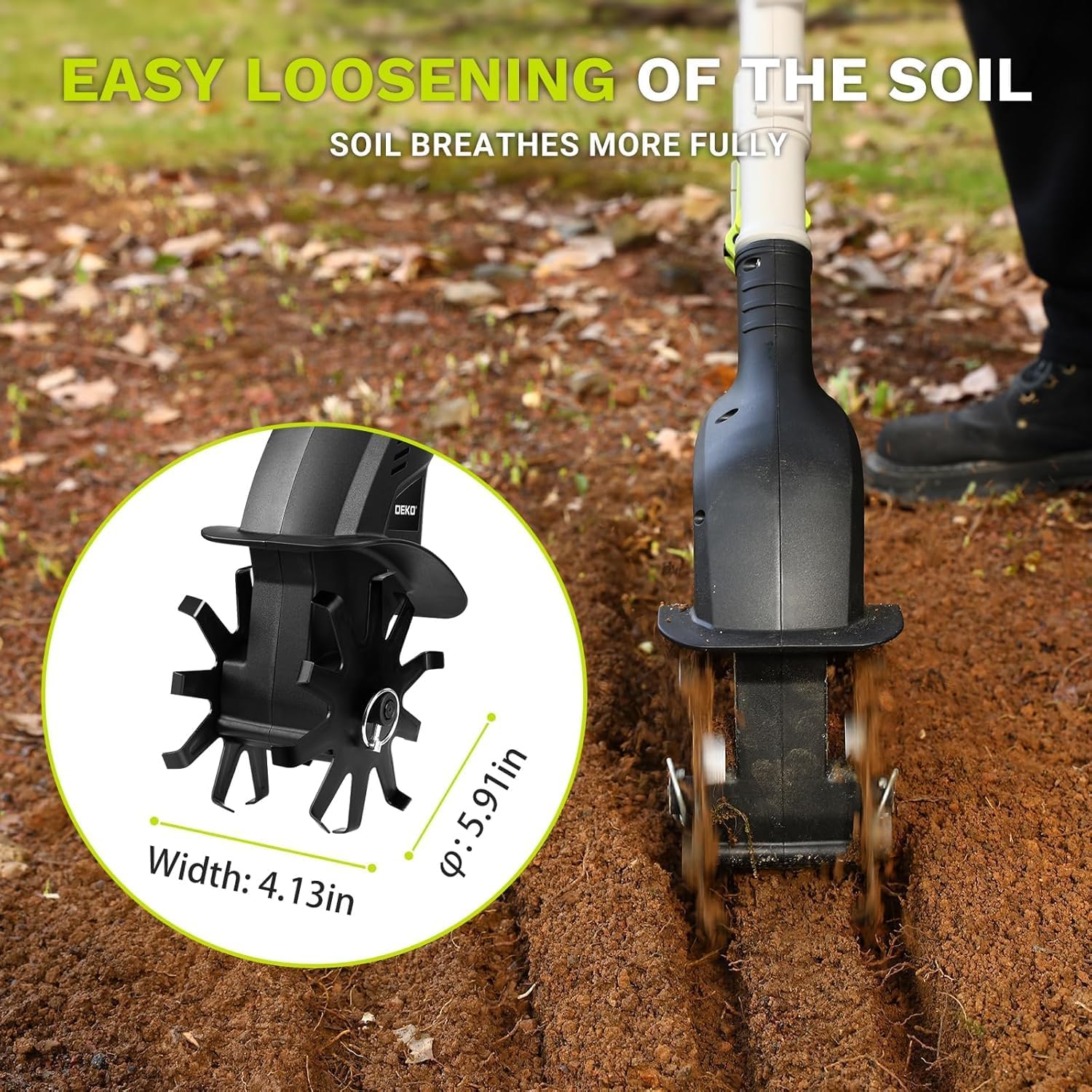 Cordless Electric Garden Tiller Cultivator, Lightweight Rototiller for Gardening,7.8-Inch Tilling Width,5-Inch Depth