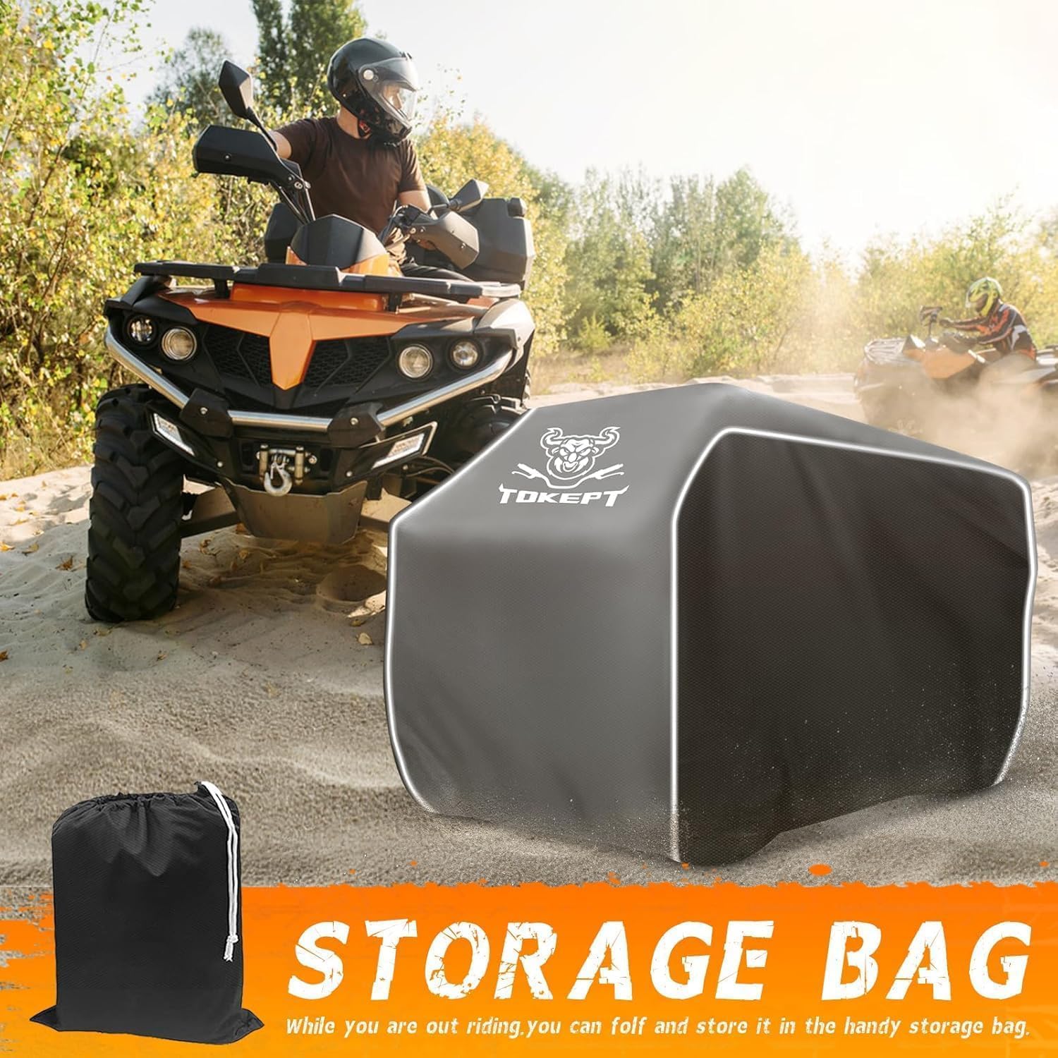 ATV Cover Waterproof Heavy Duty 300D Trailerable 4 Wheeler Cover | All Season Weather Proof Outdoor UV Protection