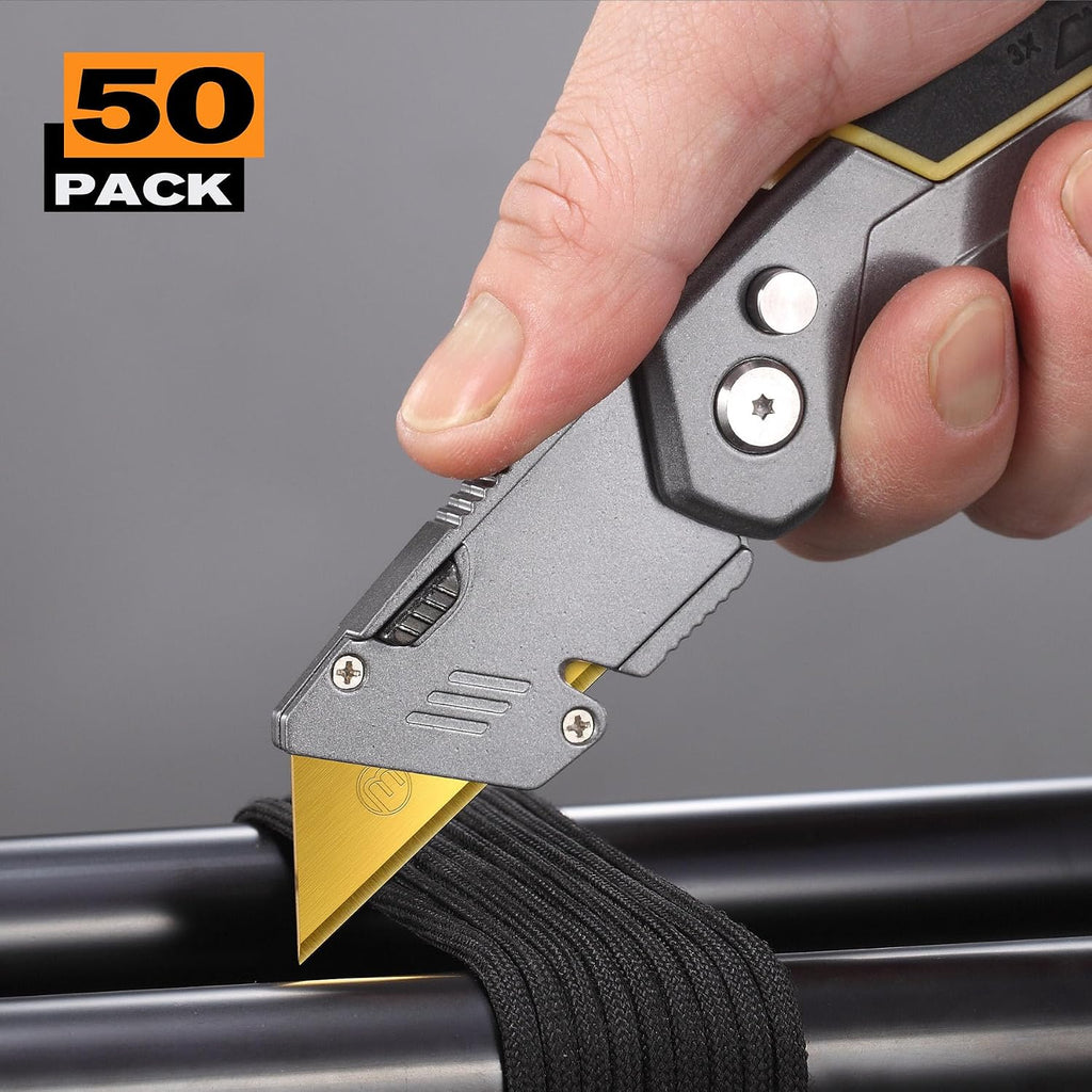Utility Knife Blades, Never Rust, Titanium SK-2 Steel, 50-Pack