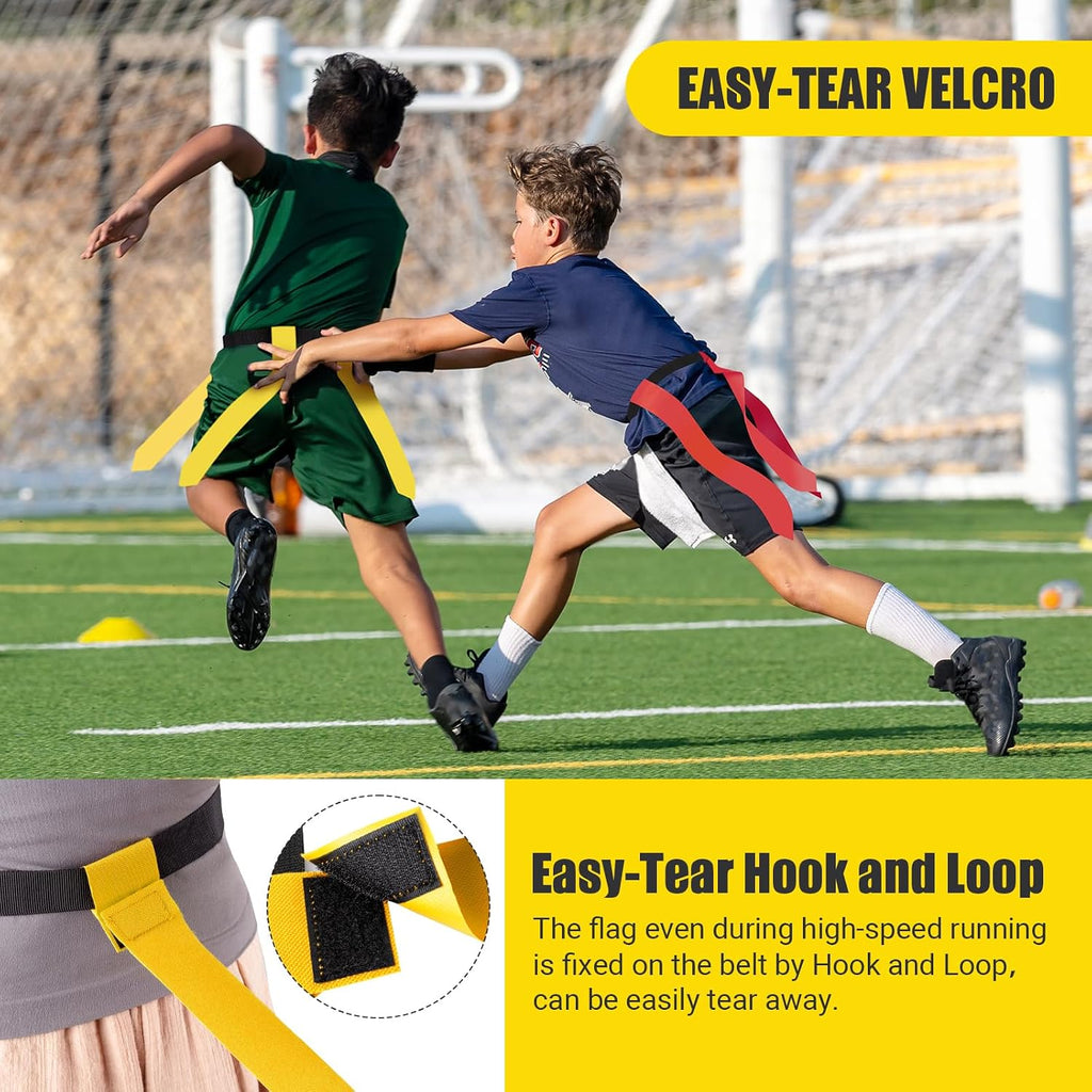 Flag Football Belts, 14 Player Flag Football Set for Kids, Youth, Adult | Adjustable Flag Football for Waist 22-43"