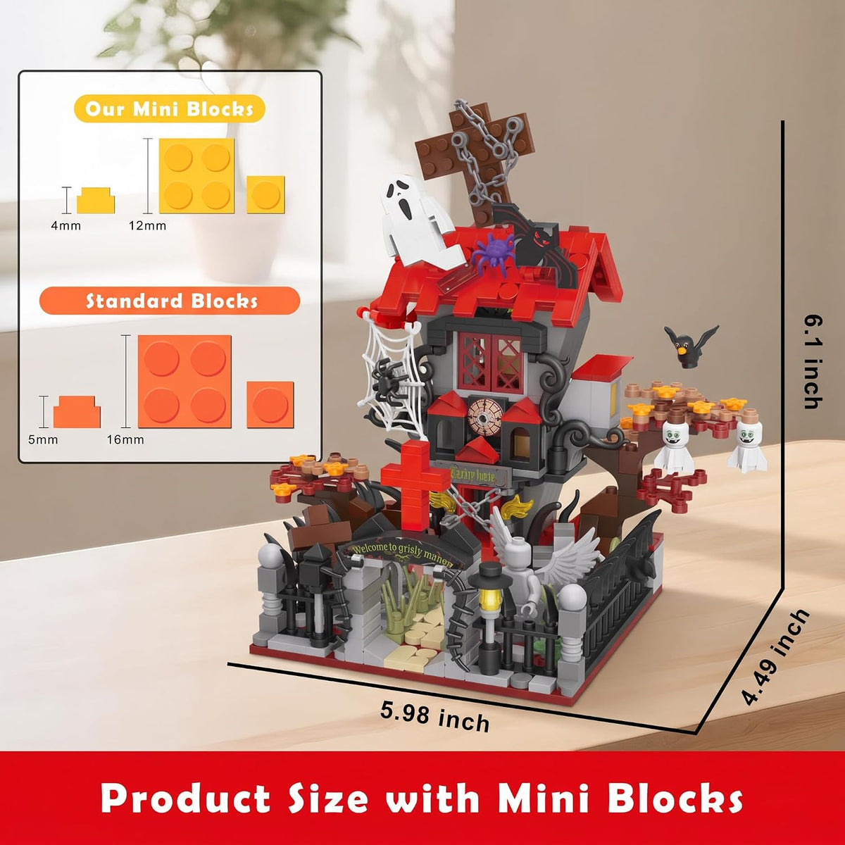 Halloween Haunted House Building Set, Mini Vampire Castle Blocks