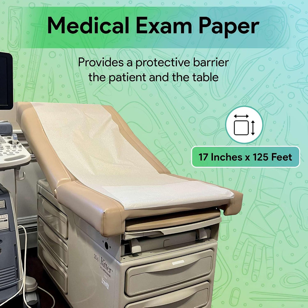 Medical Exam Table Paper 17"x125 Feet - 1 Roll of Disposable White Table Paper Rolls for Doctor's Offices