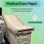 Medical Exam Table Paper 17"x125 Feet - 1 Roll of Disposable White Table Paper Rolls for Doctor's Offices