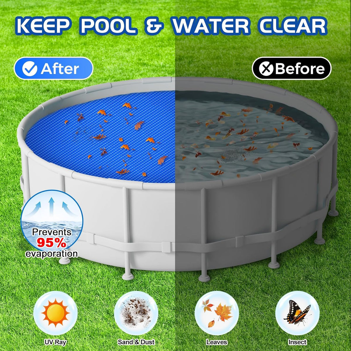 Bubble Solar Pool Cover 6 ft Round for Above Ground Inground Pools | Solar Bubble Wrap Covers for Hot Tub Spa Thermal